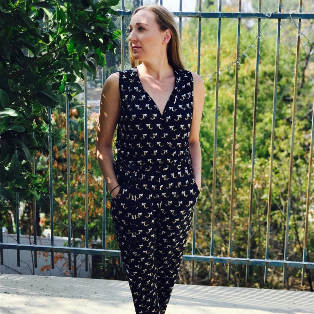 Navy Printed Jumpsuit - Picture 6 of 8